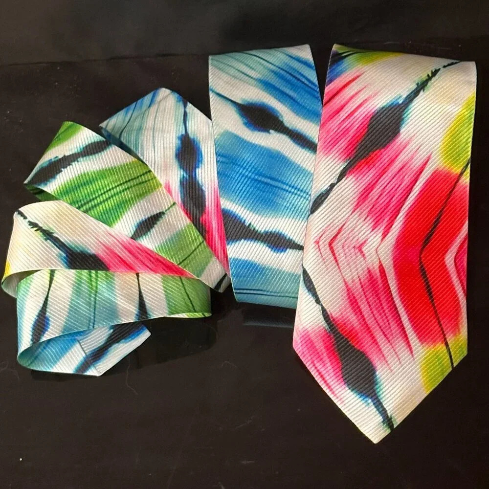 Psychedelic Rainbow Menswear Necktie Tie Neckwear Tie Dye Tied Dyed Hippie Rave